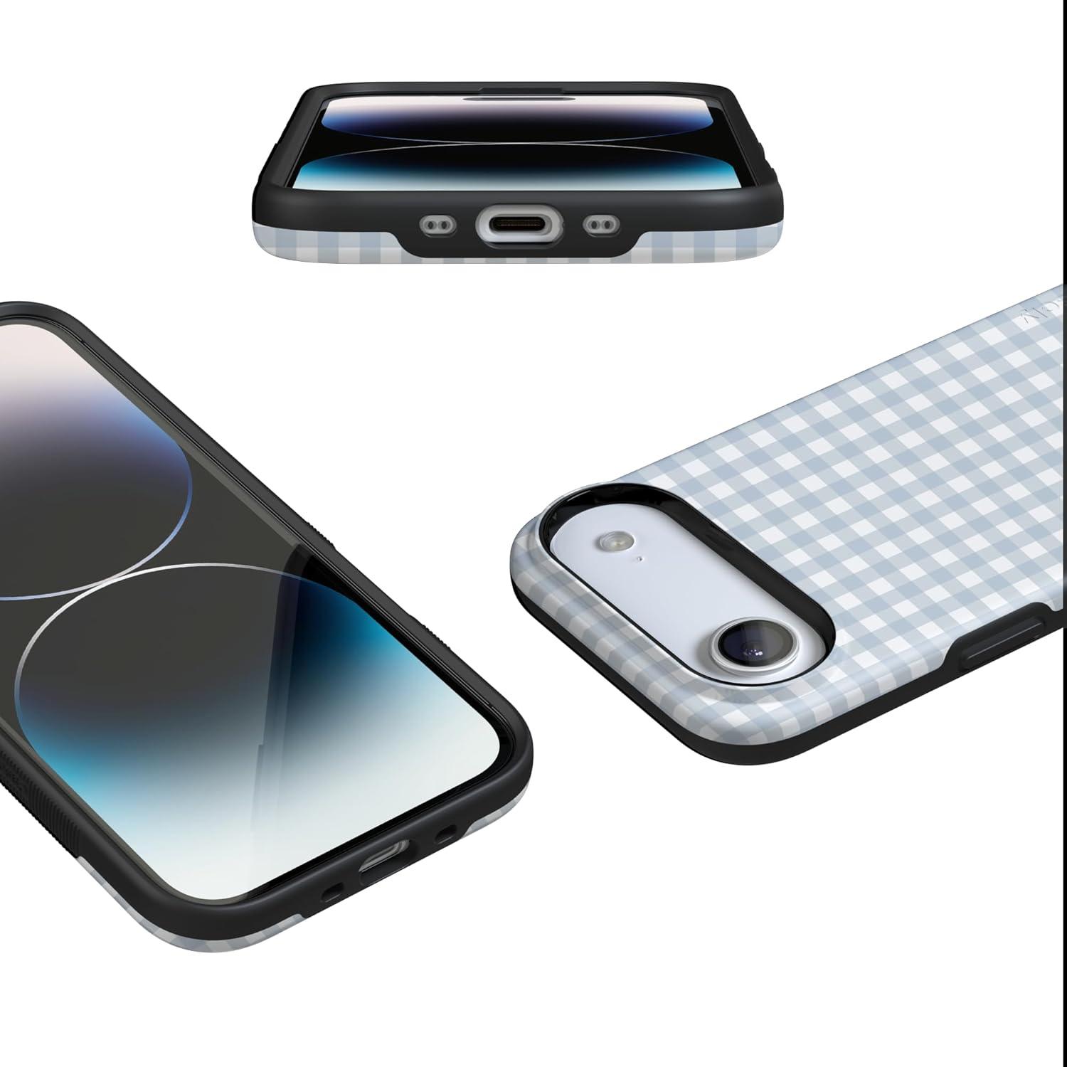 imageCasely iPhone 17 Air Case Pastel Picnic Blue Gingham Bold Protective Design Compatible with MagSafe