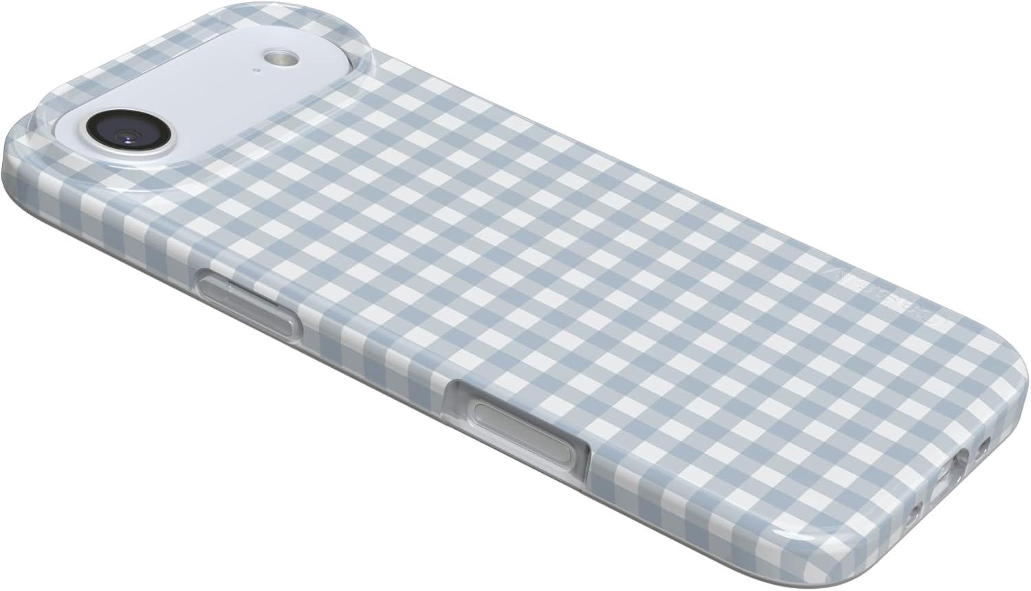 imageCasely iPhone 17 Air Case Pastel Picnic Blue Gingham Compatible with MagSafe Classic Ultra Thin Design