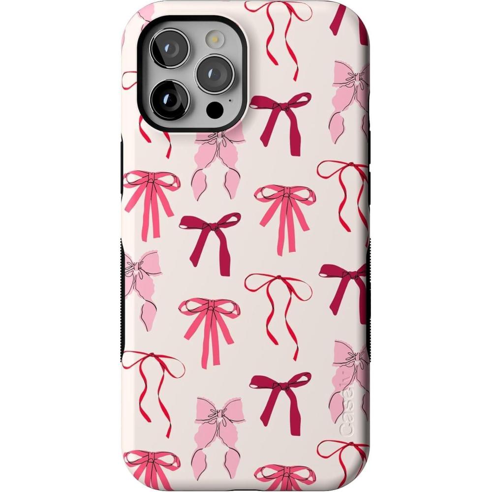 imageCasely iPhone 12 Pro Max Case Pink Bows Lover Girlie Bold Protective Design MagSafe Compatible Design