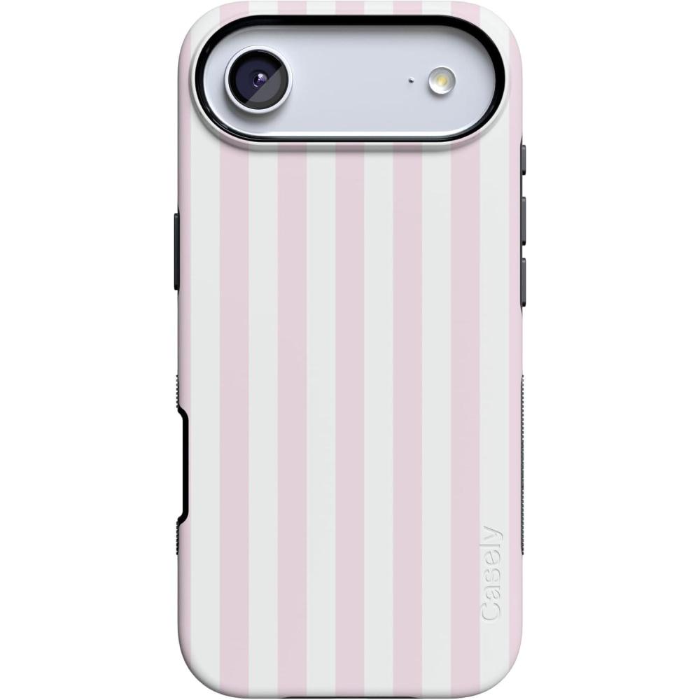 imageCasely iPhone 17 Air Case Pink Stripes Sunday Best Bold Protective Design Compatible with MagSafe