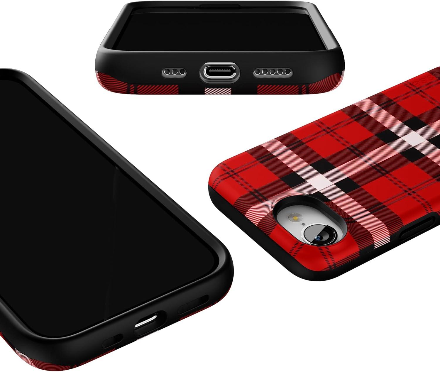 imageCasely iPhone 16e Case The Boyfriend Collection Army Green Bold Protective Design MagSafe Compatible DesignAs if Red Plaid