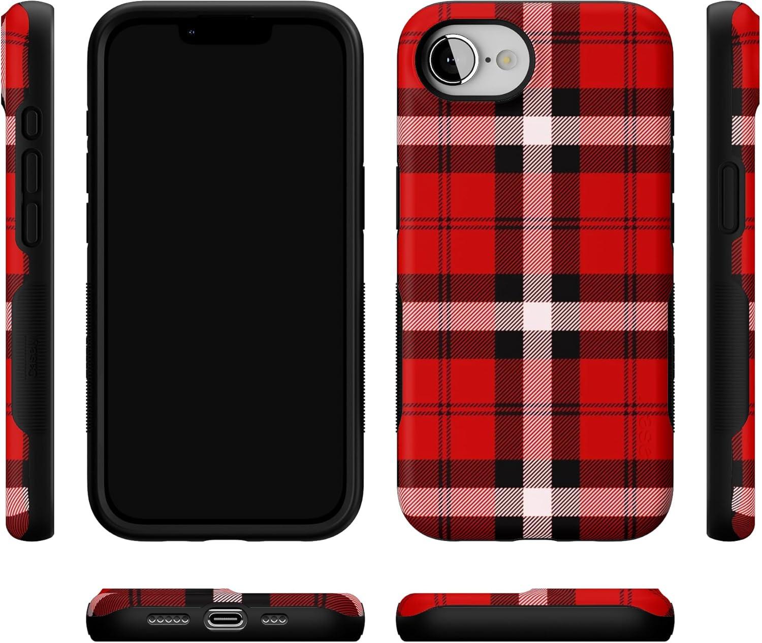 imageCasely iPhone 16e Case The Boyfriend Collection Army Green Bold Protective Design MagSafe Compatible DesignAs if Red Plaid