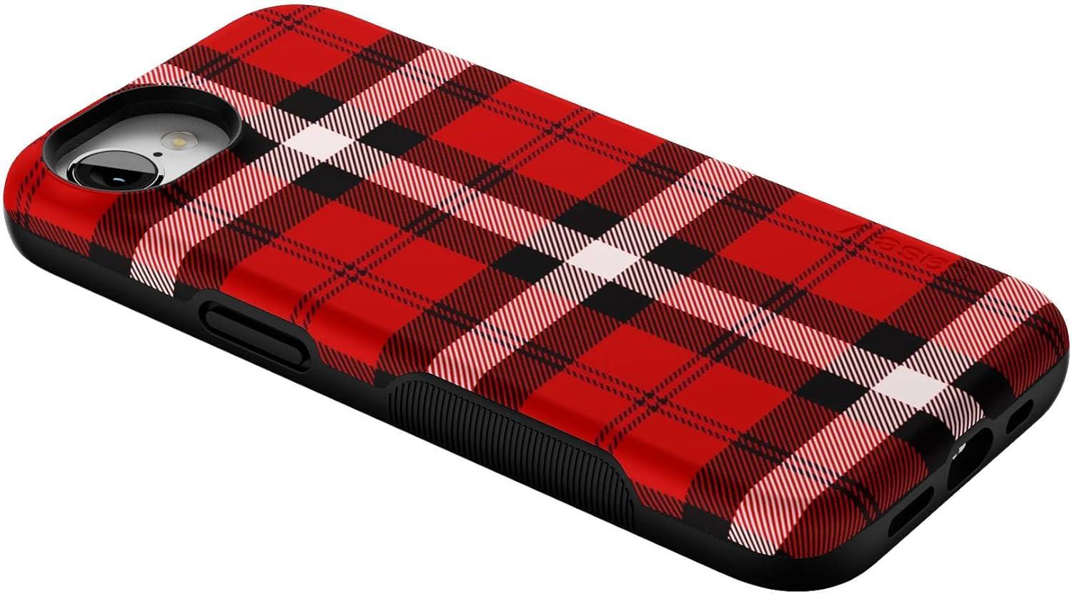 imageCasely iPhone 16e Case The Boyfriend Collection Army Green Bold Protective Design MagSafe Compatible DesignAs if Red Plaid