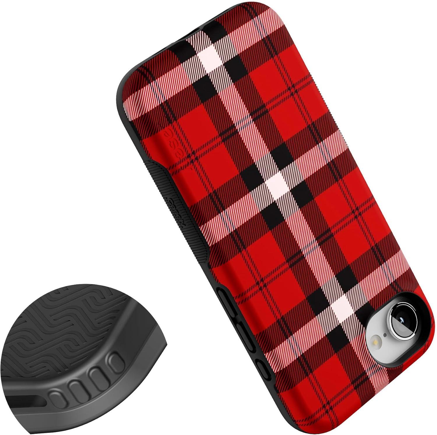 imageCasely iPhone 16e Case The Boyfriend Collection Army Green Bold Protective Design MagSafe Compatible DesignAs if Red Plaid