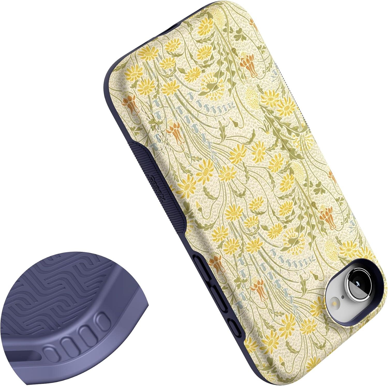 imageCasely iPhone 16e Case The Boyfriend Collection Army Green Bold Protective Design MagSafe Compatible DesignBoho Blooms Golden Floral