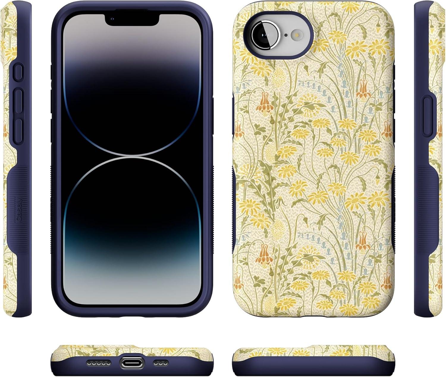 imageCasely iPhone 16e Case The Boyfriend Collection Army Green Bold Protective Design MagSafe Compatible DesignBoho Blooms Golden Floral