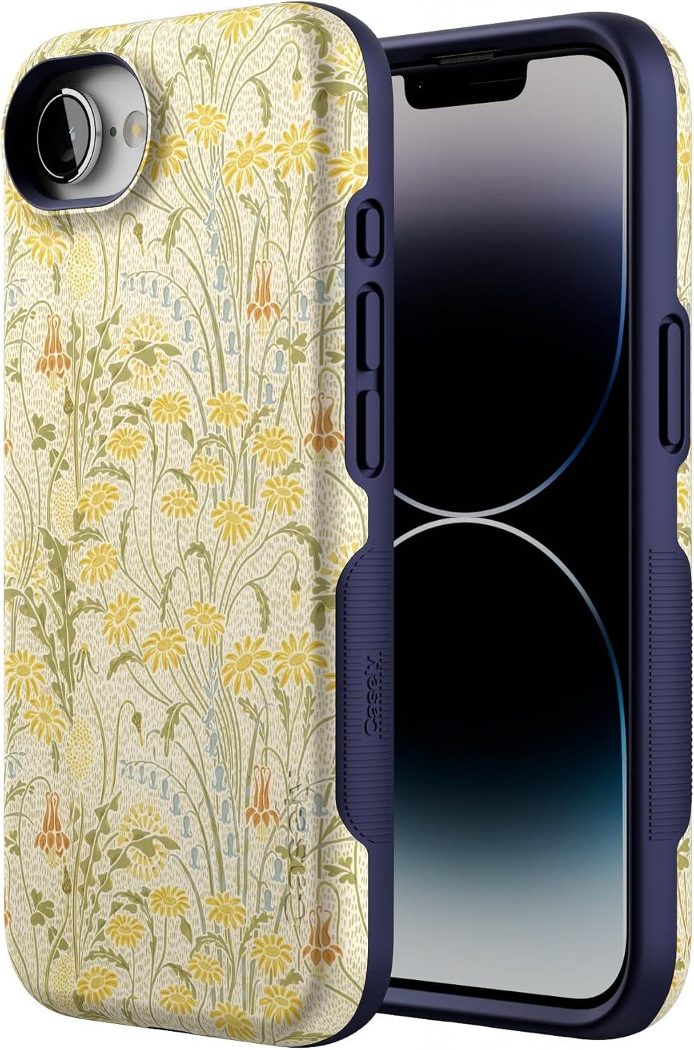 imageCasely iPhone 16e Case The Boyfriend Collection Army Green Bold Protective Design MagSafe Compatible DesignBoho Blooms Golden Floral
