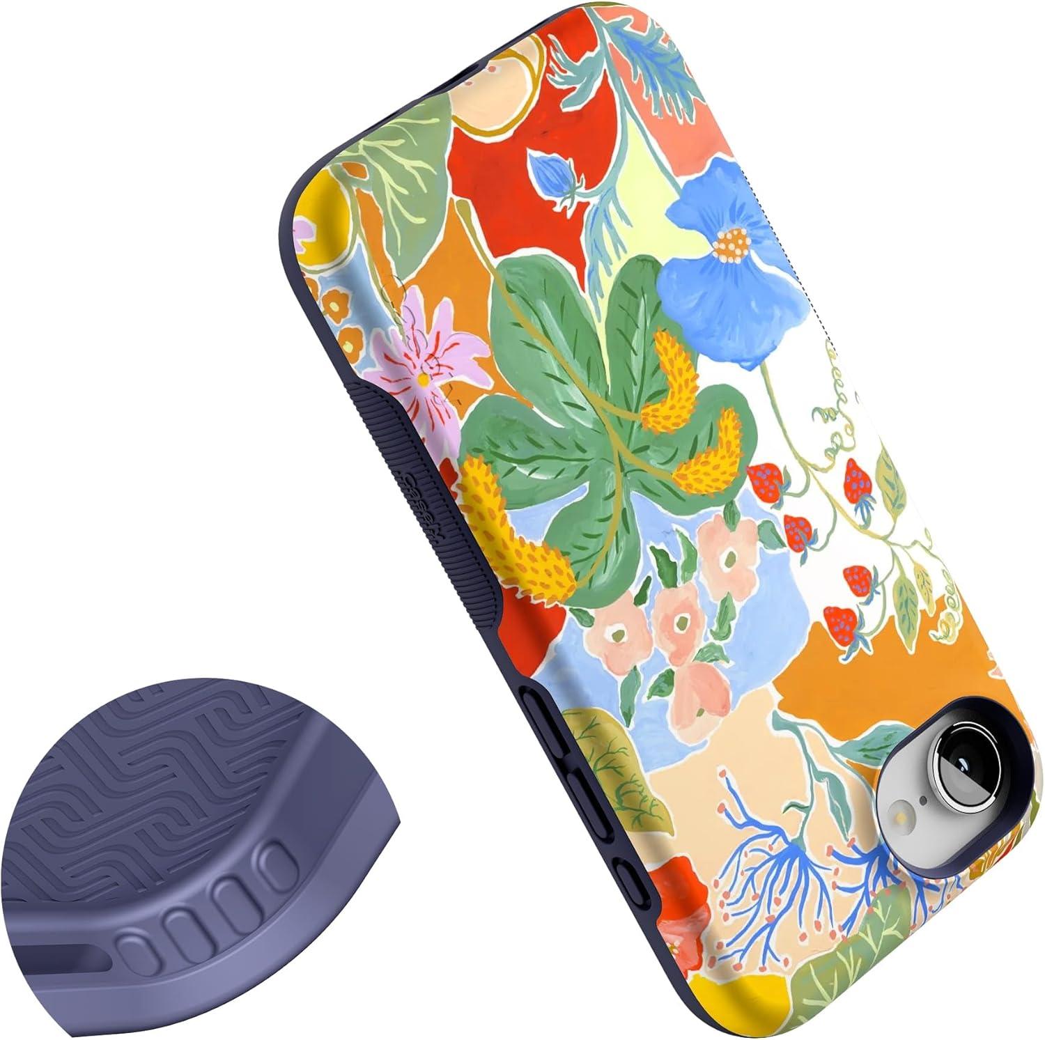 imageCasely iPhone 16e Case The Boyfriend Collection Army Green Bold Protective Design MagSafe Compatible DesignBotanical Blooms Floral Patchwork