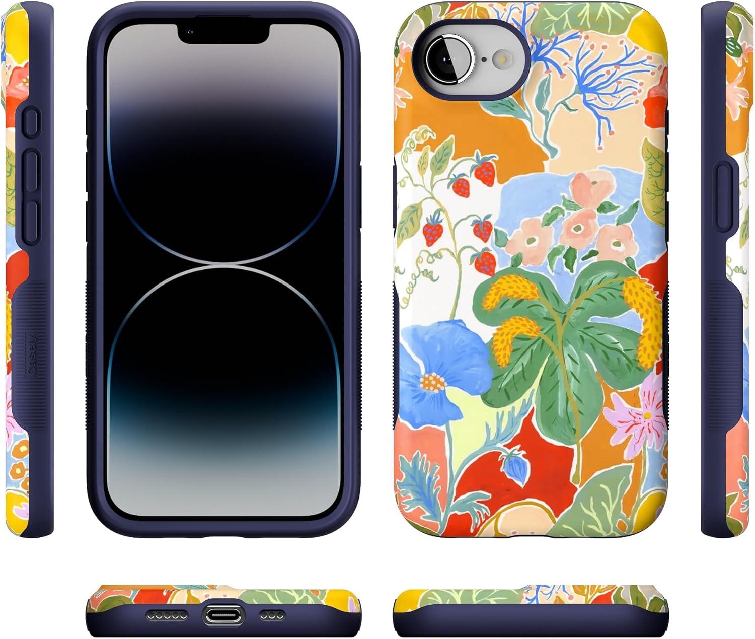 imageCasely iPhone 16e Case The Boyfriend Collection Army Green Bold Protective Design MagSafe Compatible DesignBotanical Blooms Floral Patchwork