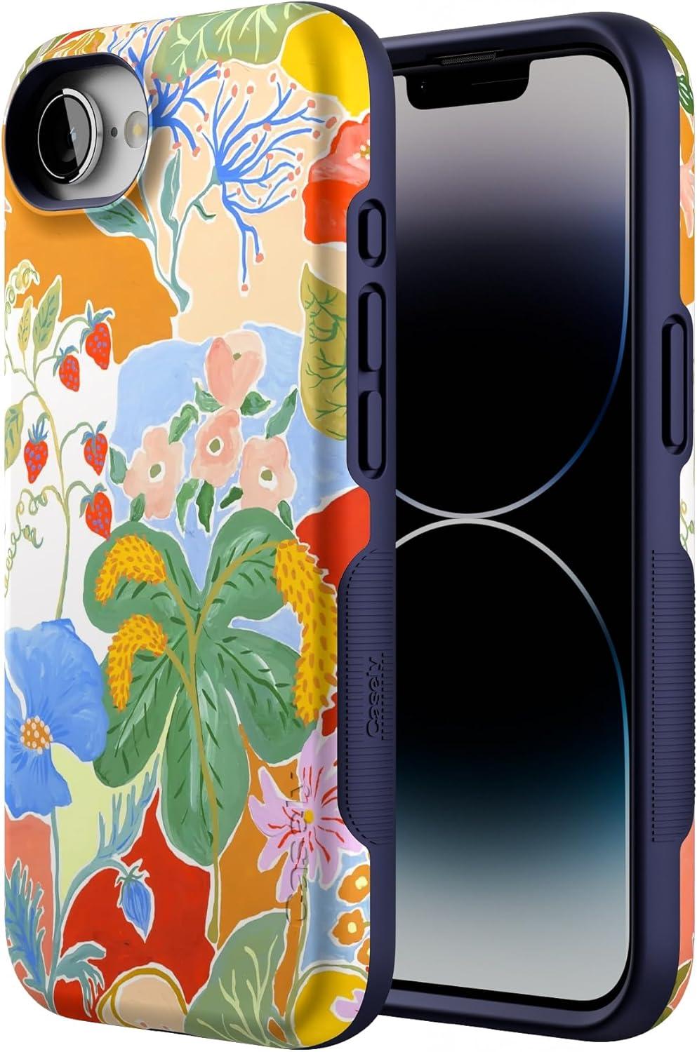 imageCasely iPhone 16e Case The Boyfriend Collection Army Green Bold Protective Design MagSafe Compatible DesignBotanical Blooms Floral Patchwork