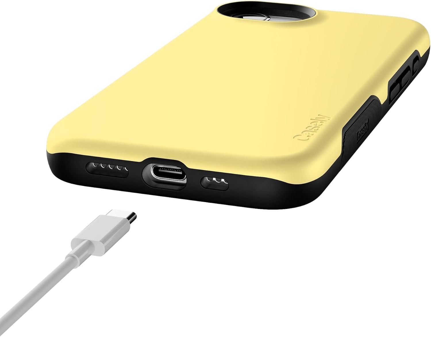 imageCasely iPhone 16e Case The Boyfriend Collection Army Green Bold Protective Design MagSafe Compatible DesignButter Me Up Butter Yellow