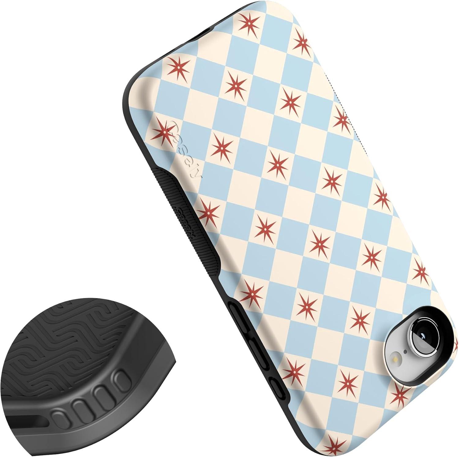 imageCasely iPhone 16e Case The Boyfriend Collection Army Green Bold Protective Design MagSafe Compatible DesignChelsea Checker Starlight Tiles