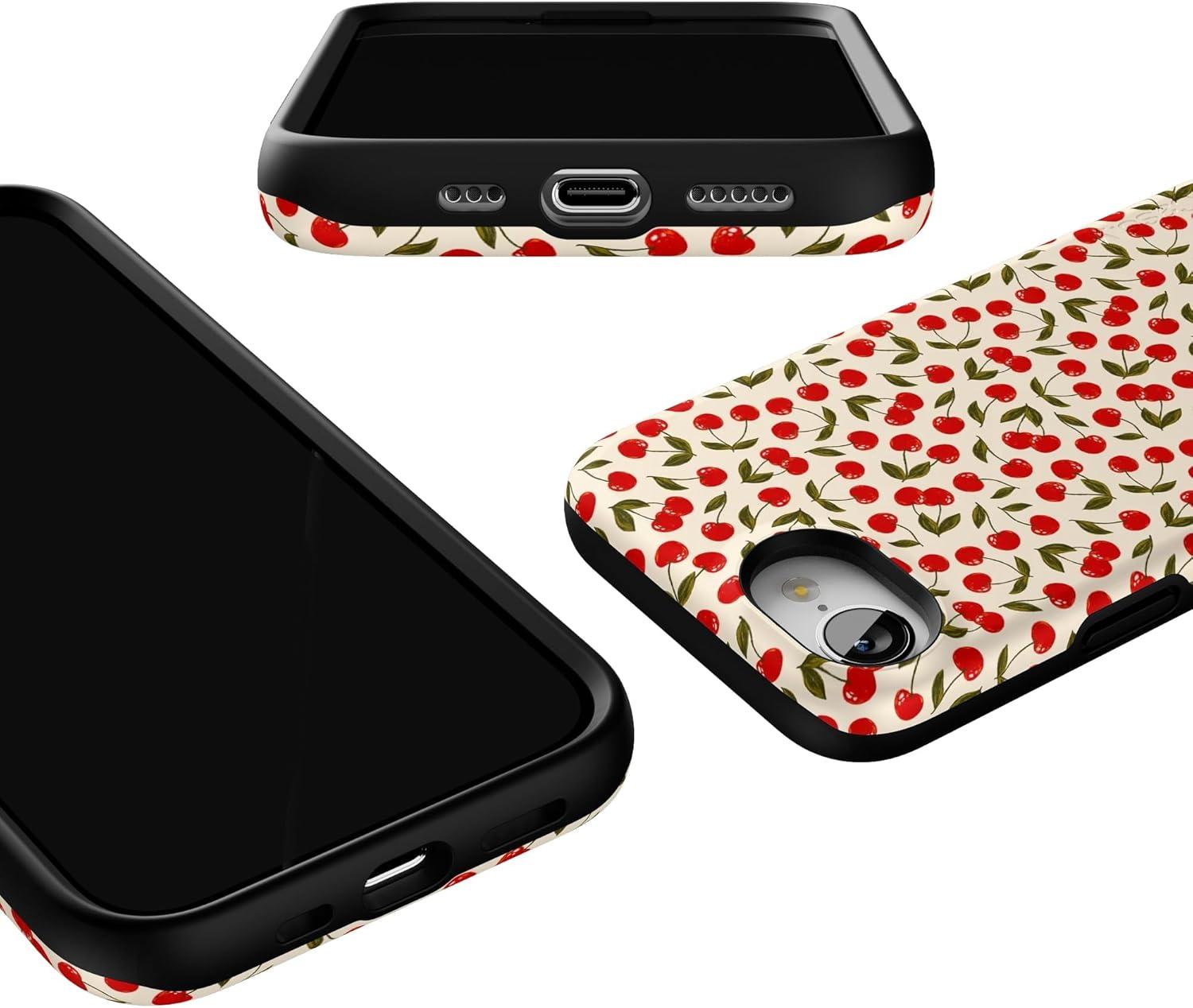 imageCasely iPhone 16e Case The Boyfriend Collection Army Green Bold Protective Design MagSafe Compatible DesignCherry on Top Red Cherries