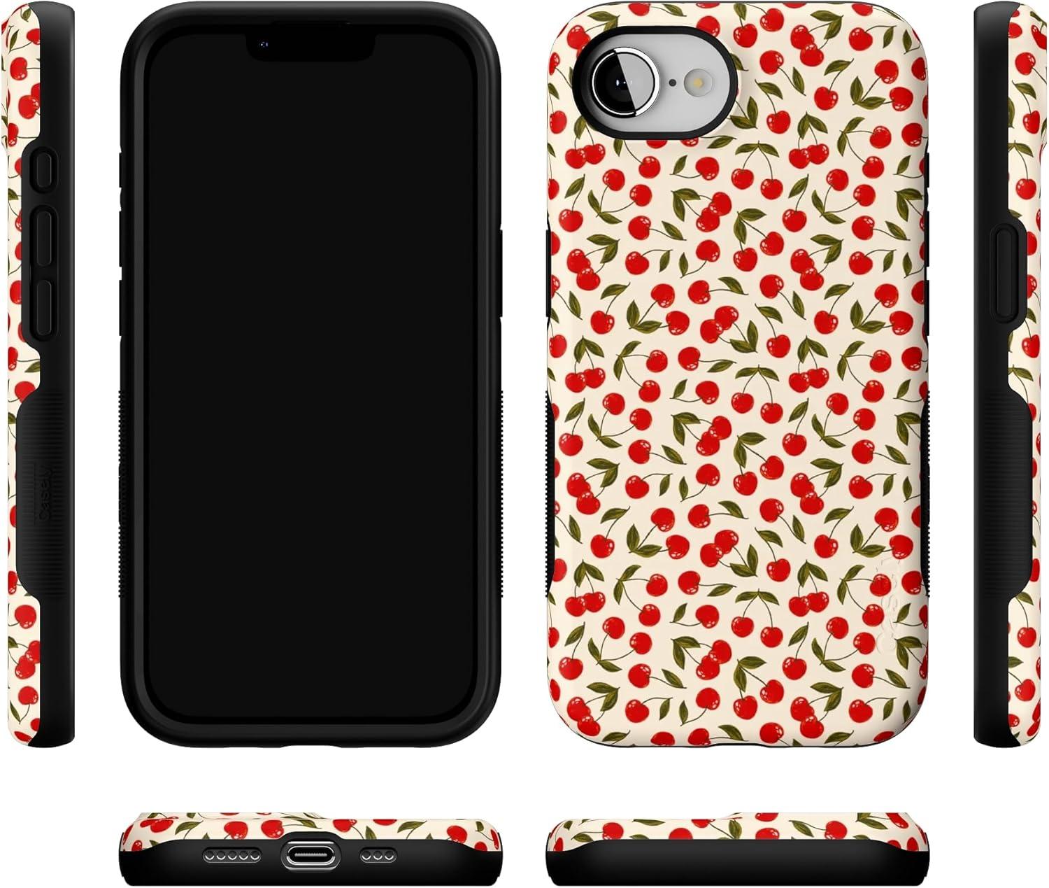imageCasely iPhone 16e Case The Boyfriend Collection Army Green Bold Protective Design MagSafe Compatible DesignCherry on Top Red Cherries