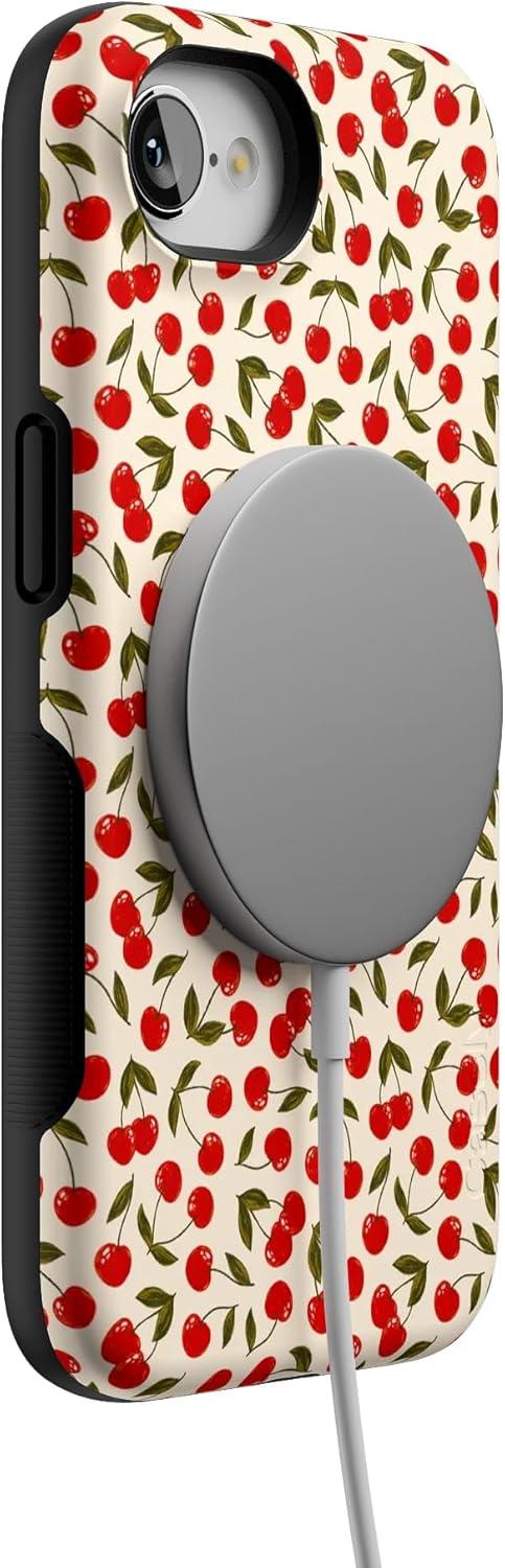 imageCasely iPhone 16e Case The Boyfriend Collection Army Green Bold Protective Design MagSafe Compatible DesignCherry on Top Red Cherries