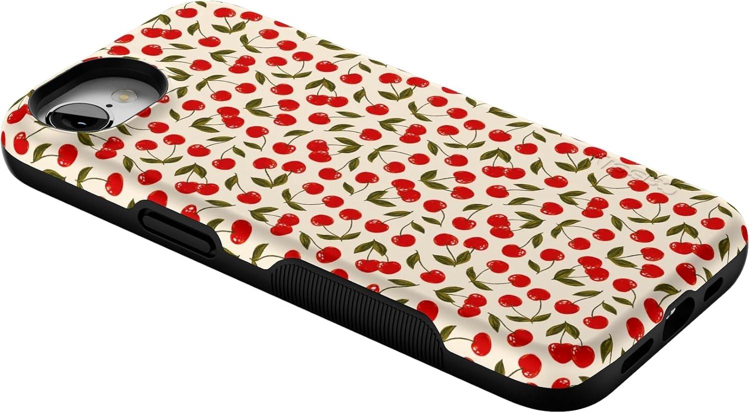 imageCasely iPhone 16e Case The Boyfriend Collection Army Green Bold Protective Design MagSafe Compatible DesignCherry on Top Red Cherries