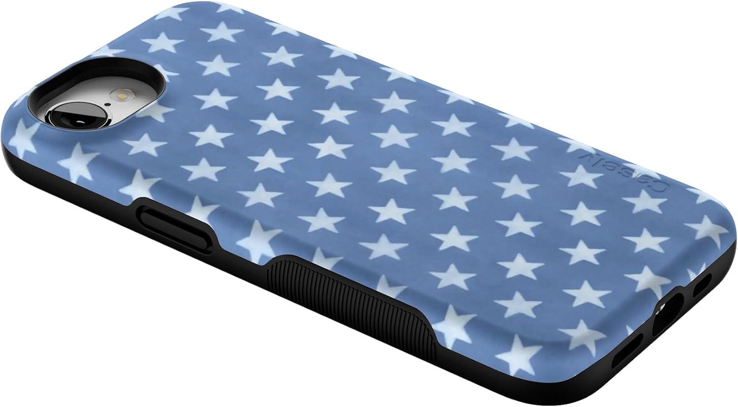 imageCasely iPhone 16e Case The Boyfriend Collection Army Green Bold Protective Design MagSafe Compatible DesignCoastal Blues Denim Stars