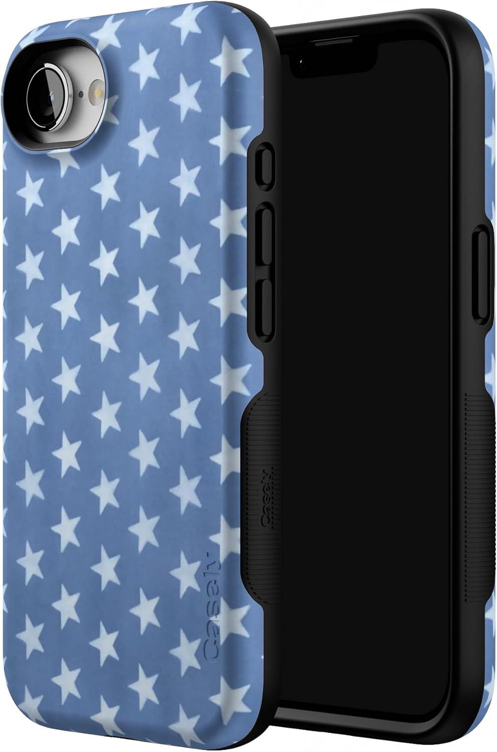 imageCasely iPhone 16e Case The Boyfriend Collection Army Green Bold Protective Design MagSafe Compatible DesignCoastal Blues Denim Stars