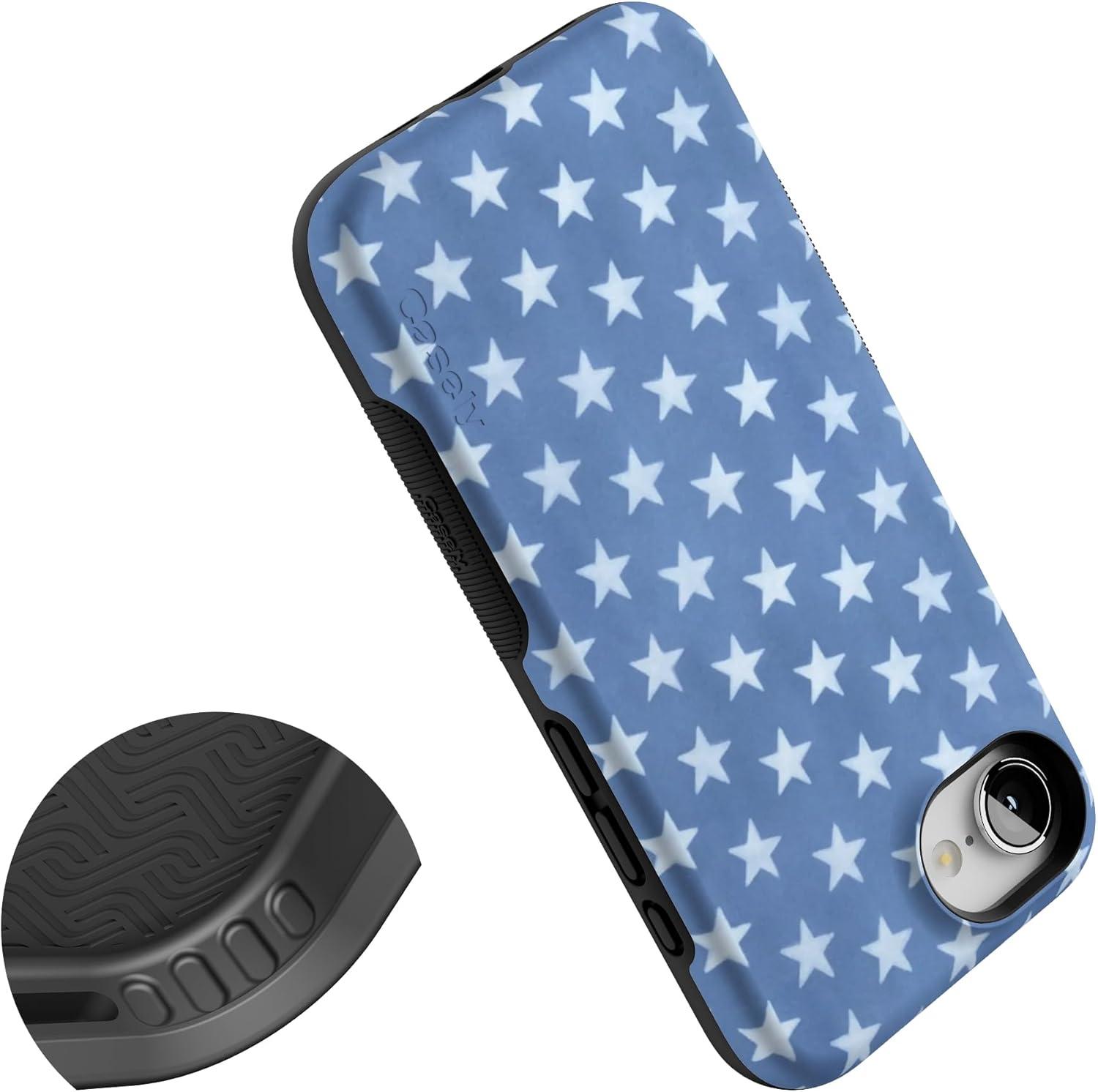 imageCasely iPhone 16e Case The Boyfriend Collection Army Green Bold Protective Design MagSafe Compatible DesignCoastal Blues Denim Stars