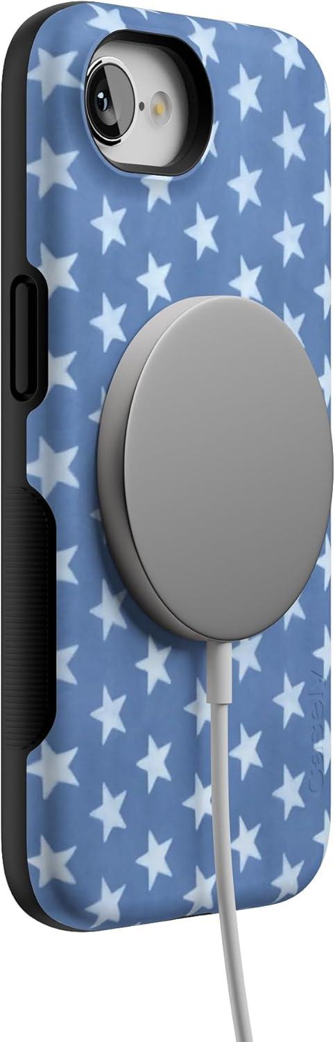 imageCasely iPhone 16e Case The Boyfriend Collection Army Green Bold Protective Design MagSafe Compatible DesignCoastal Blues Denim Stars