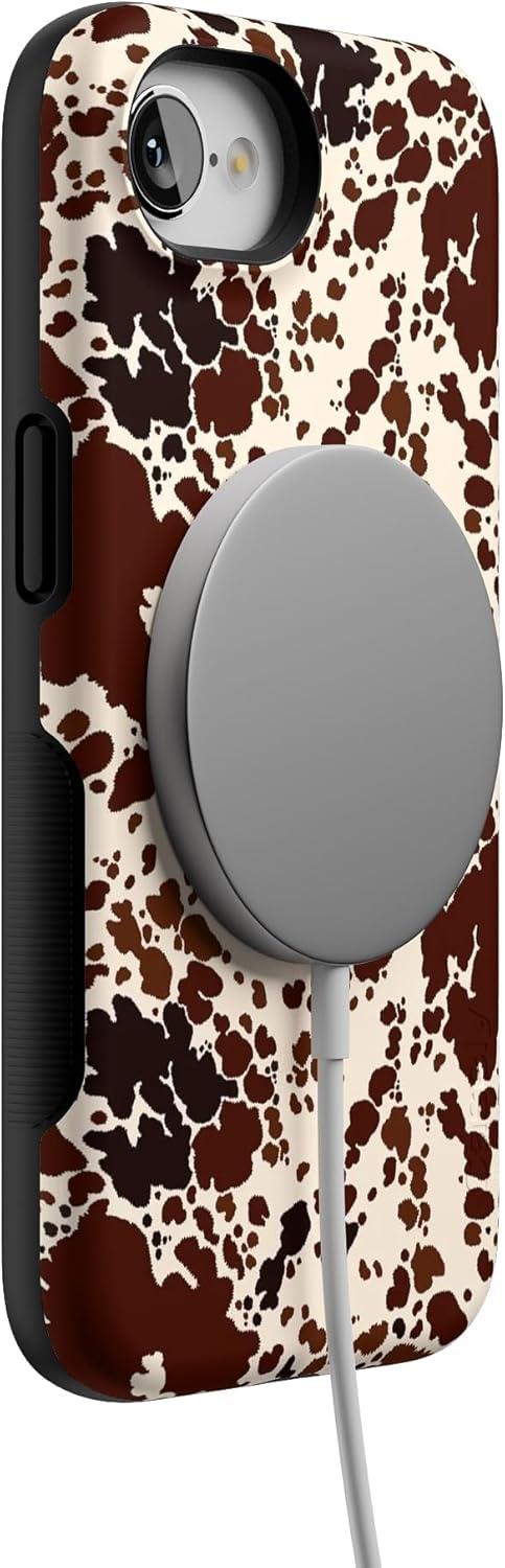 imageCasely iPhone 16e Case The Boyfriend Collection Army Green Bold Protective Design MagSafe Compatible DesignCowgirl Envy Cow Print