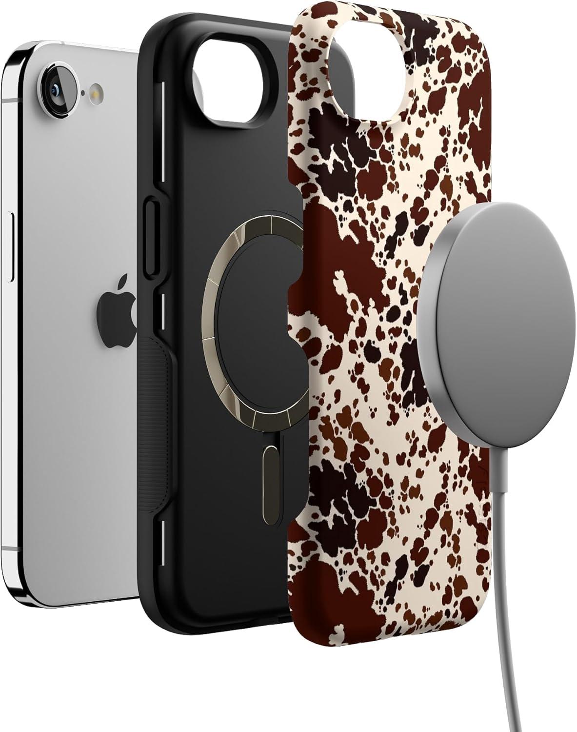 imageCasely iPhone 16e Case The Boyfriend Collection Army Green Bold Protective Design MagSafe Compatible DesignCowgirl Envy Cow Print