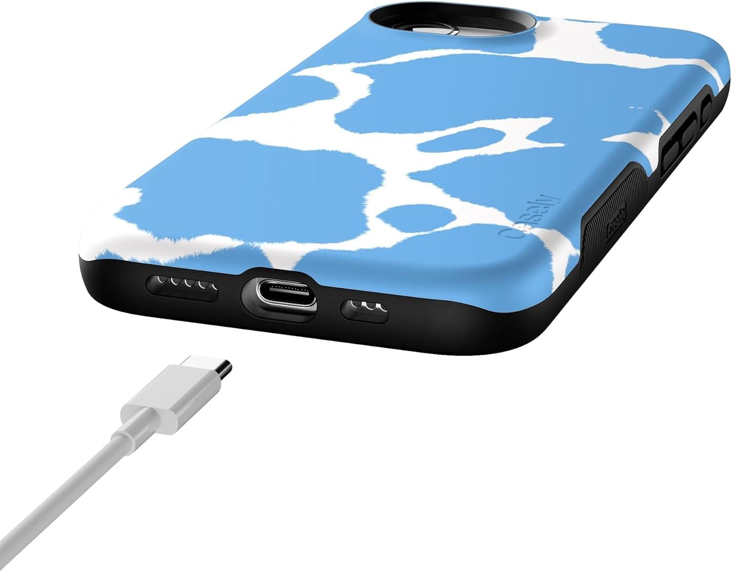 imageCasely iPhone 16e Case The Boyfriend Collection Army Green Bold Protective Design MagSafe Compatible DesignCurrent MOOd Light Blue Cow Print