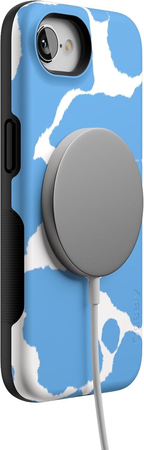 imageCasely iPhone 16e Case The Boyfriend Collection Army Green Bold Protective Design MagSafe Compatible DesignCurrent MOOd Light Blue Cow Print
