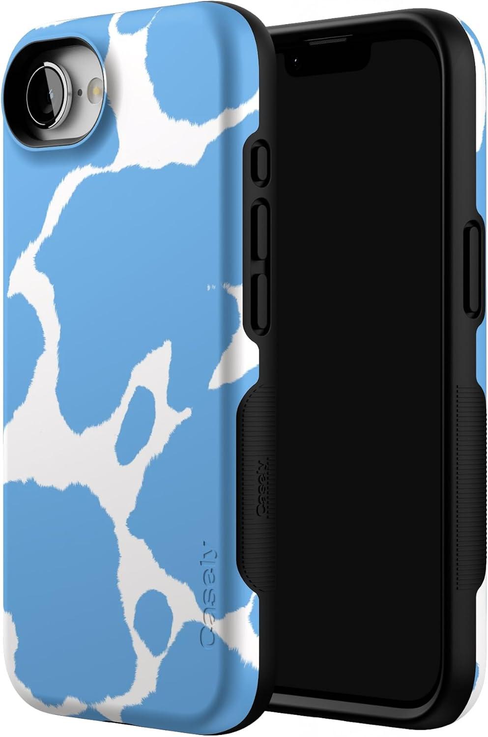 imageCasely iPhone 16e Case The Boyfriend Collection Army Green Bold Protective Design MagSafe Compatible DesignCurrent MOOd Light Blue Cow Print