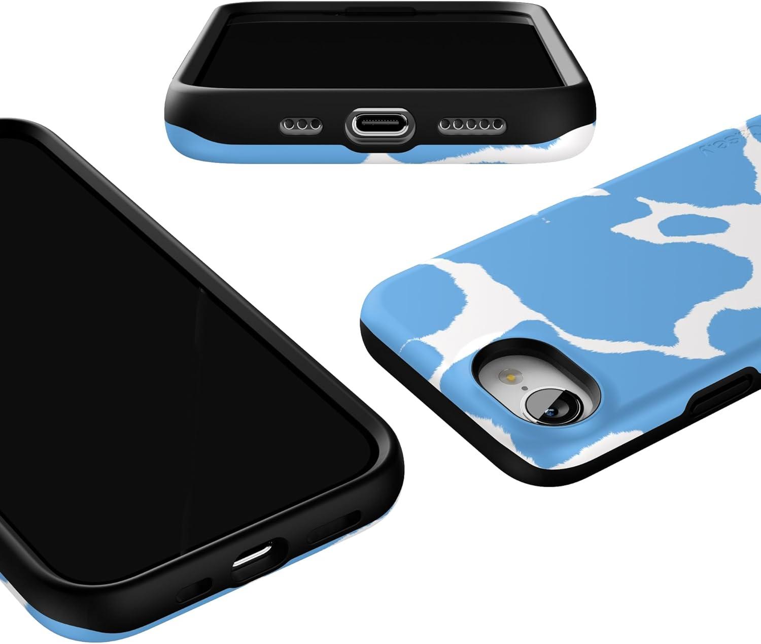 imageCasely iPhone 16e Case The Boyfriend Collection Army Green Bold Protective Design MagSafe Compatible DesignCurrent MOOd Light Blue Cow Print