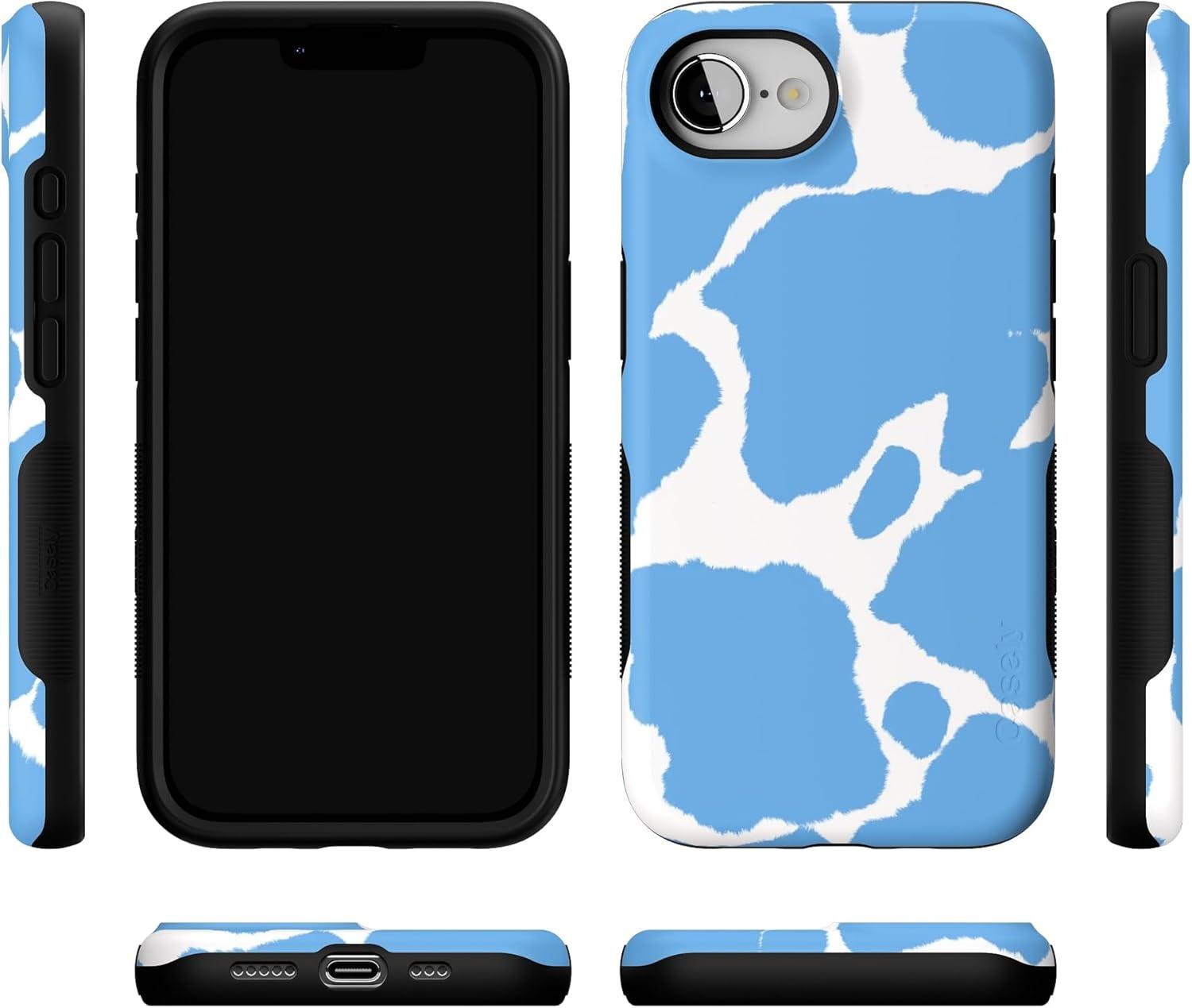 imageCasely iPhone 16e Case The Boyfriend Collection Army Green Bold Protective Design MagSafe Compatible DesignCurrent MOOd Light Blue Cow Print