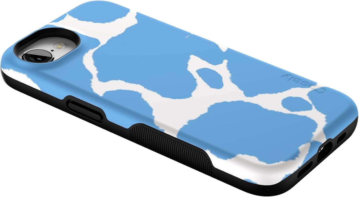 imageCasely iPhone 16e Case The Boyfriend Collection Army Green Bold Protective Design MagSafe Compatible DesignCurrent MOOd Light Blue Cow Print