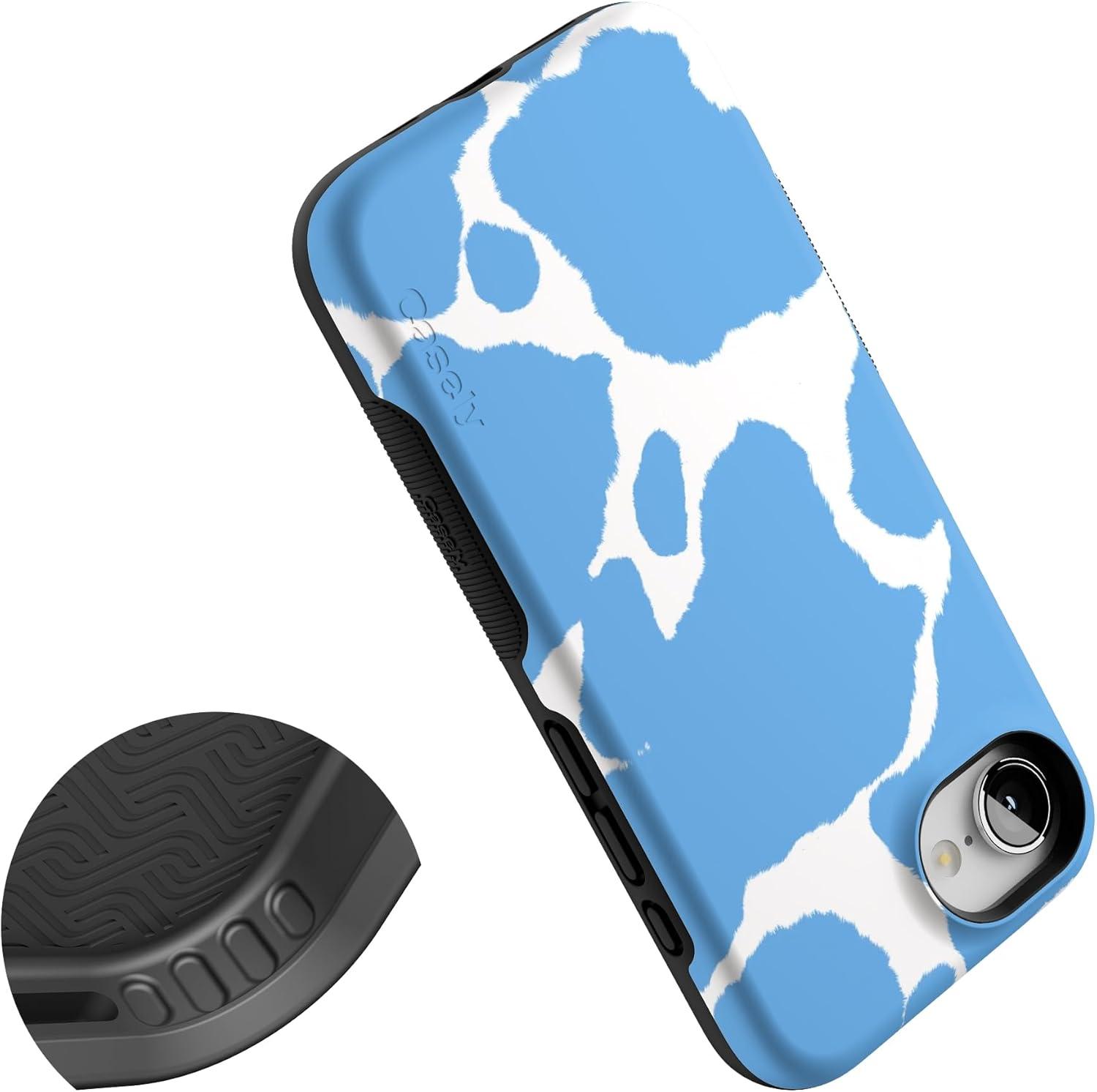 imageCasely iPhone 16e Case The Boyfriend Collection Army Green Bold Protective Design MagSafe Compatible DesignCurrent MOOd Light Blue Cow Print