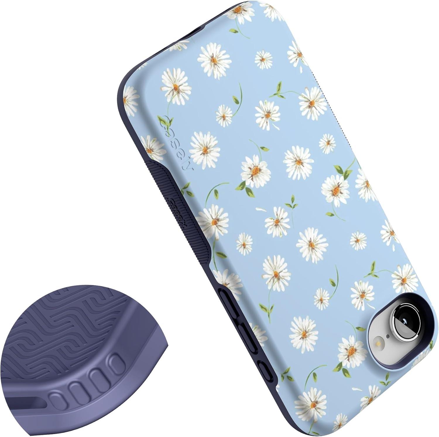 imageCasely iPhone 16e Case The Boyfriend Collection Army Green Bold Protective Design MagSafe Compatible DesignDaisy Daydream Baby Blue Floral