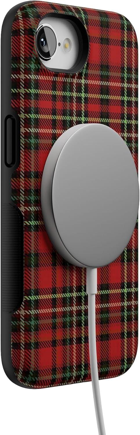 imageCasely iPhone 16e Case The Boyfriend Collection Army Green Bold Protective Design MagSafe Compatible DesignFireside Flannel Signature Plaid