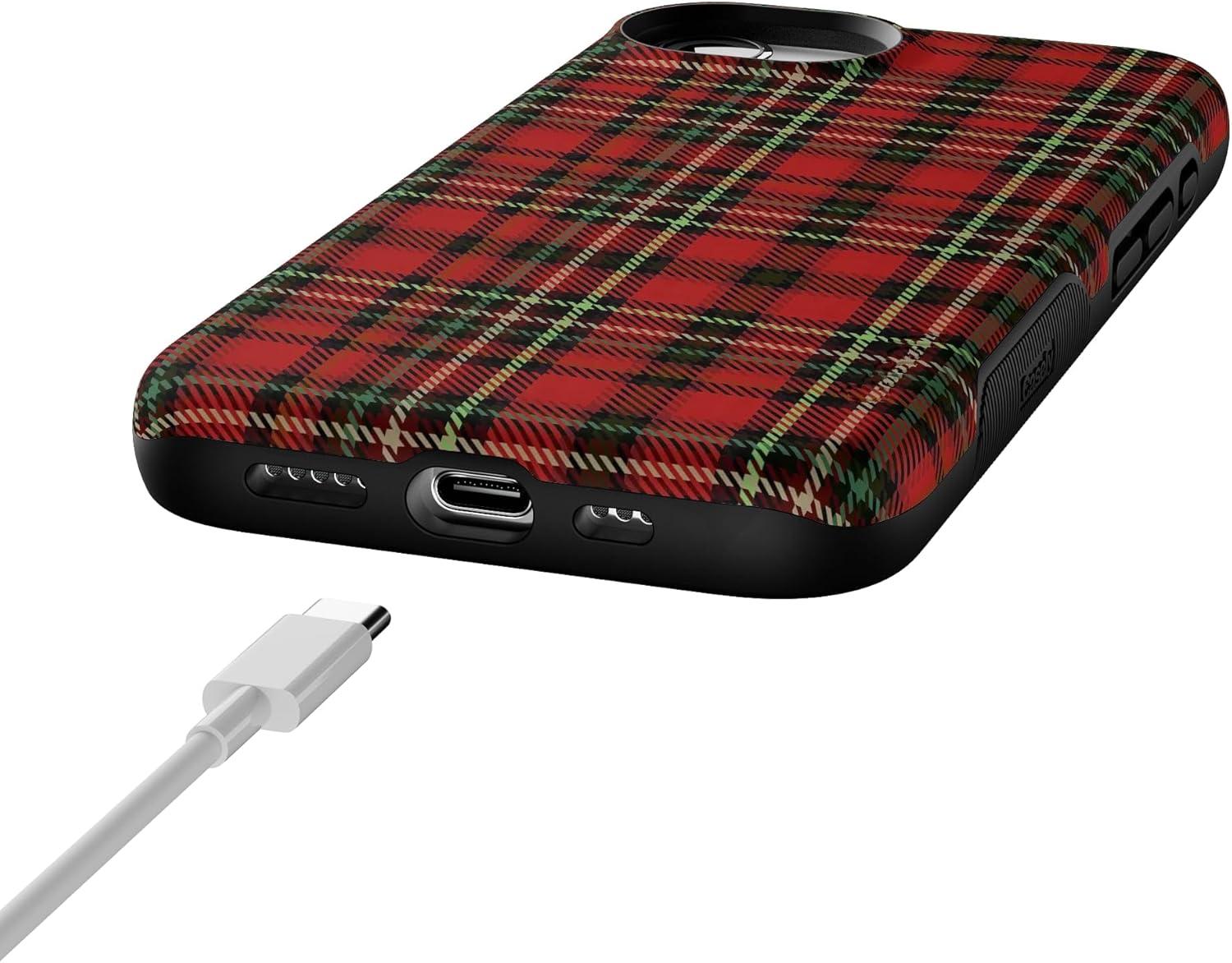 imageCasely iPhone 16e Case The Boyfriend Collection Army Green Bold Protective Design MagSafe Compatible DesignFireside Flannel Signature Plaid