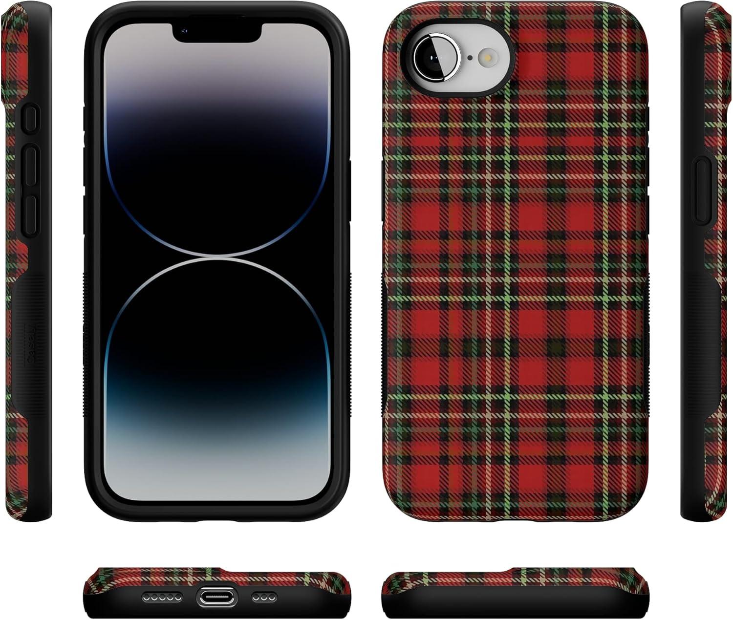 imageCasely iPhone 16e Case The Boyfriend Collection Army Green Bold Protective Design MagSafe Compatible DesignFireside Flannel Signature Plaid