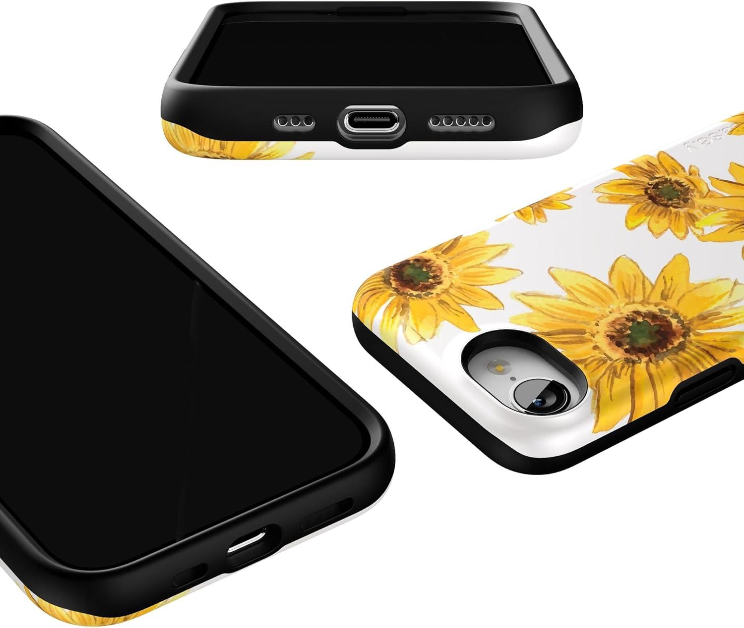 imageCasely iPhone 16e Case The Boyfriend Collection Army Green Bold Protective Design MagSafe Compatible DesignGolden Garden Yellow Sunflower Floral