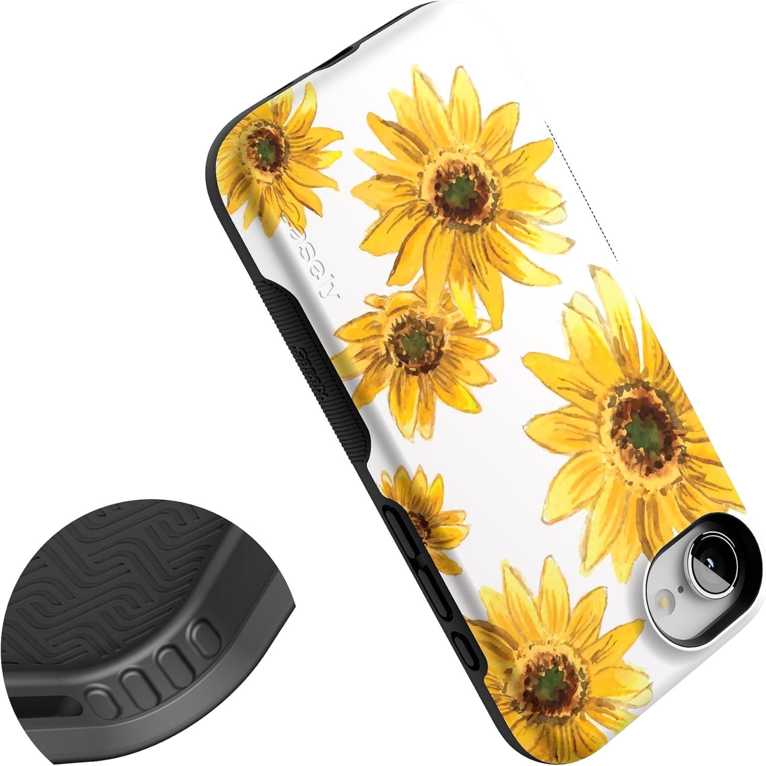 imageCasely iPhone 16e Case The Boyfriend Collection Army Green Bold Protective Design MagSafe Compatible DesignGolden Garden Yellow Sunflower Floral