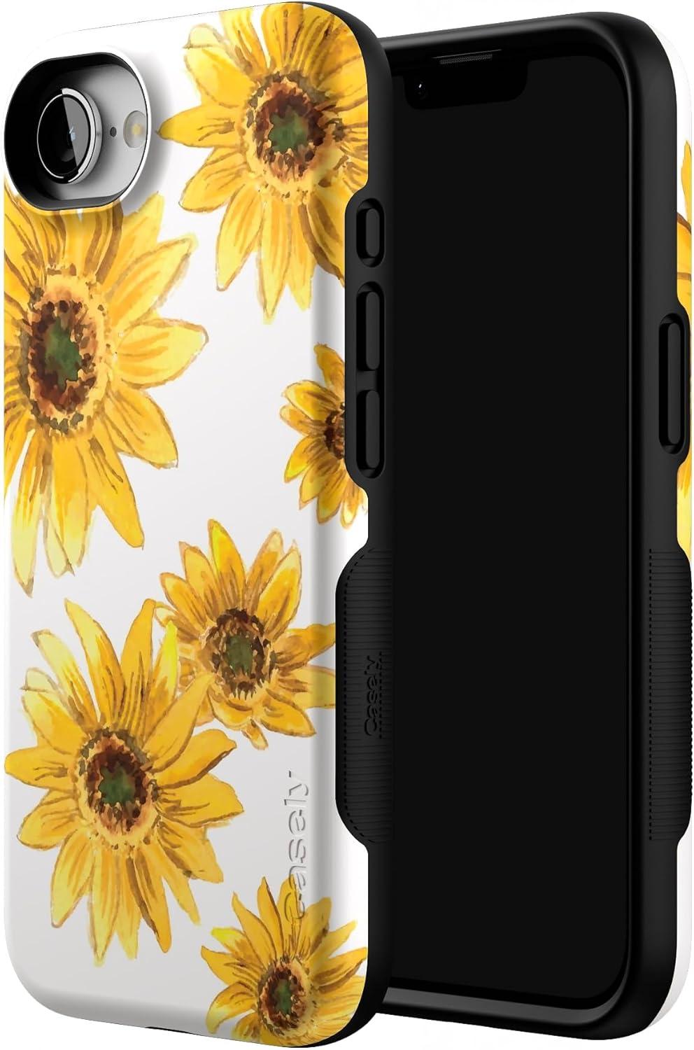 imageCasely iPhone 16e Case The Boyfriend Collection Army Green Bold Protective Design MagSafe Compatible DesignGolden Garden Yellow Sunflower Floral