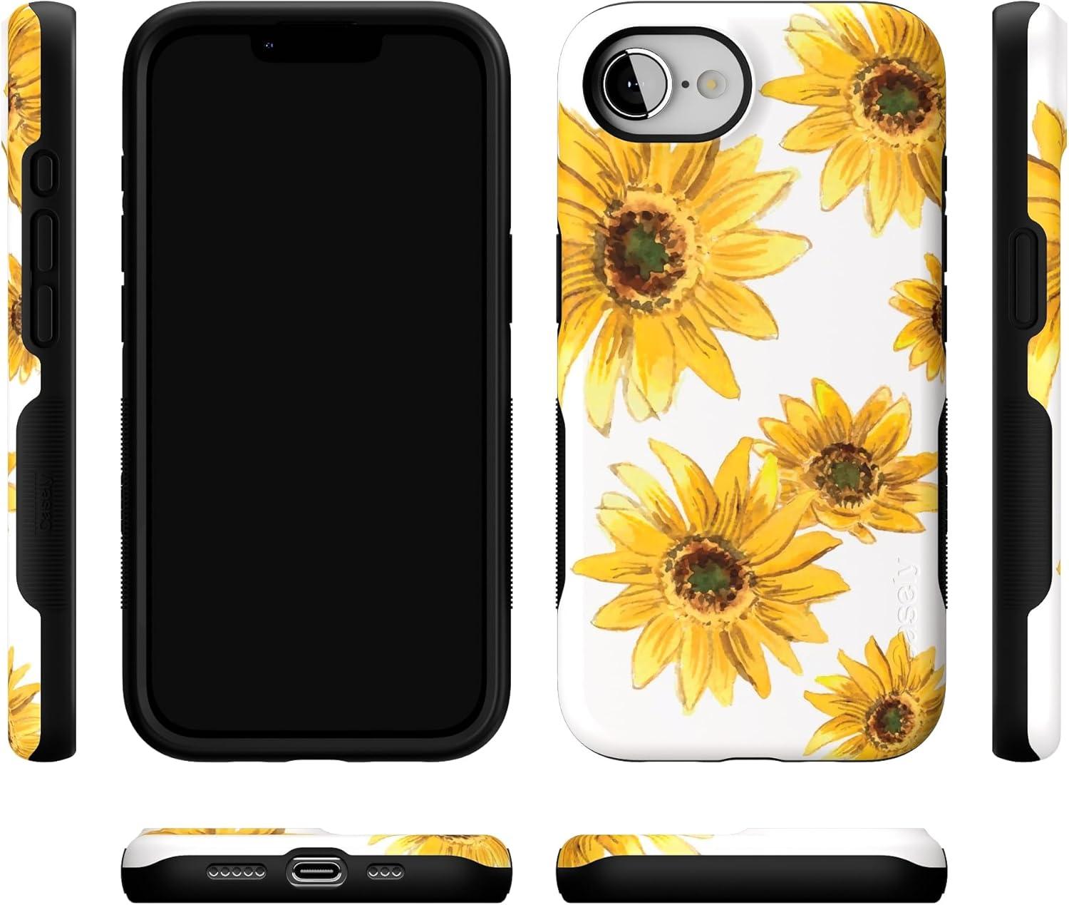imageCasely iPhone 16e Case The Boyfriend Collection Army Green Bold Protective Design MagSafe Compatible DesignGolden Garden Yellow Sunflower Floral