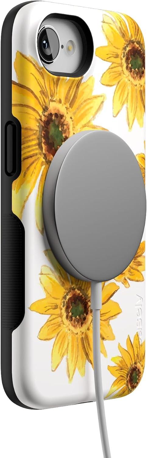 imageCasely iPhone 16e Case The Boyfriend Collection Army Green Bold Protective Design MagSafe Compatible DesignGolden Garden Yellow Sunflower Floral