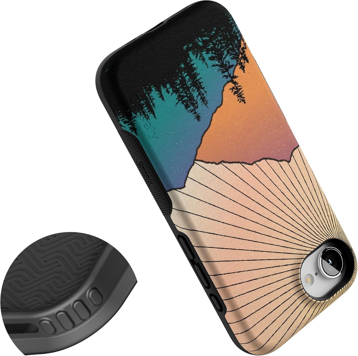 imageCasely iPhone 16e Case The Boyfriend Collection Army Green Bold Protective Design MagSafe Compatible DesignGolden Hour Mountain Sunset