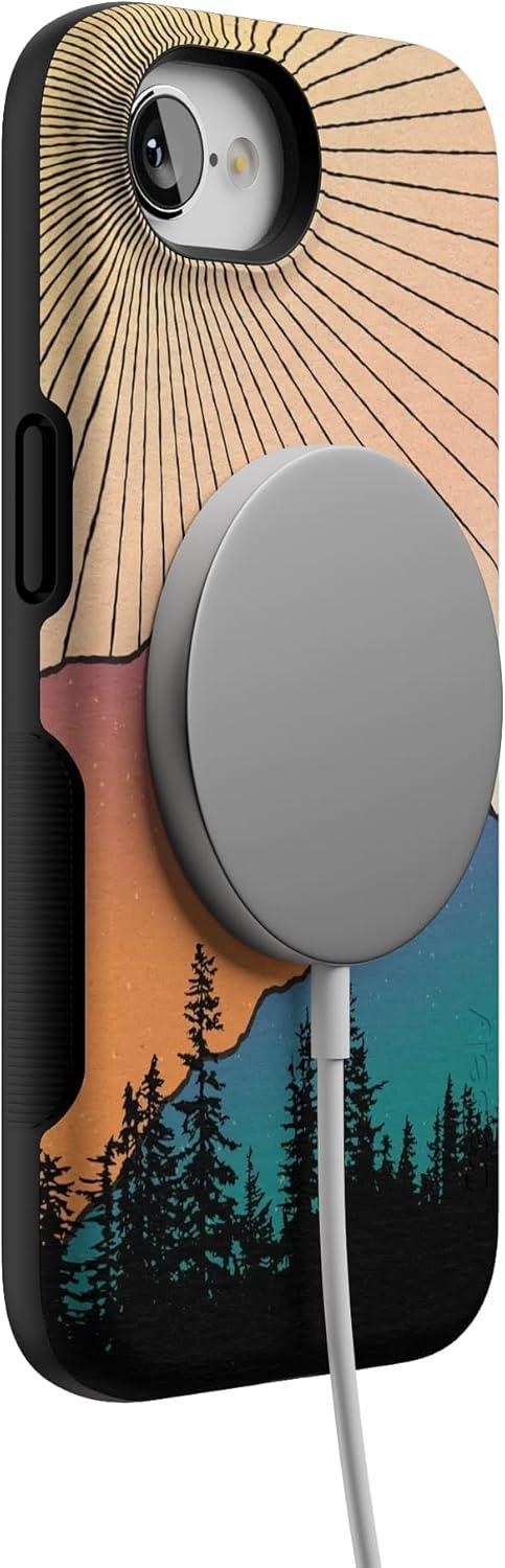imageCasely iPhone 16e Case The Boyfriend Collection Army Green Bold Protective Design MagSafe Compatible DesignGolden Hour Mountain Sunset
