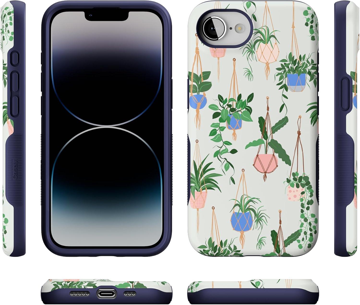 imageCasely iPhone 16e Case The Boyfriend Collection Army Green Bold Protective Design MagSafe Compatible DesignHanging Around Potted Plants Floral