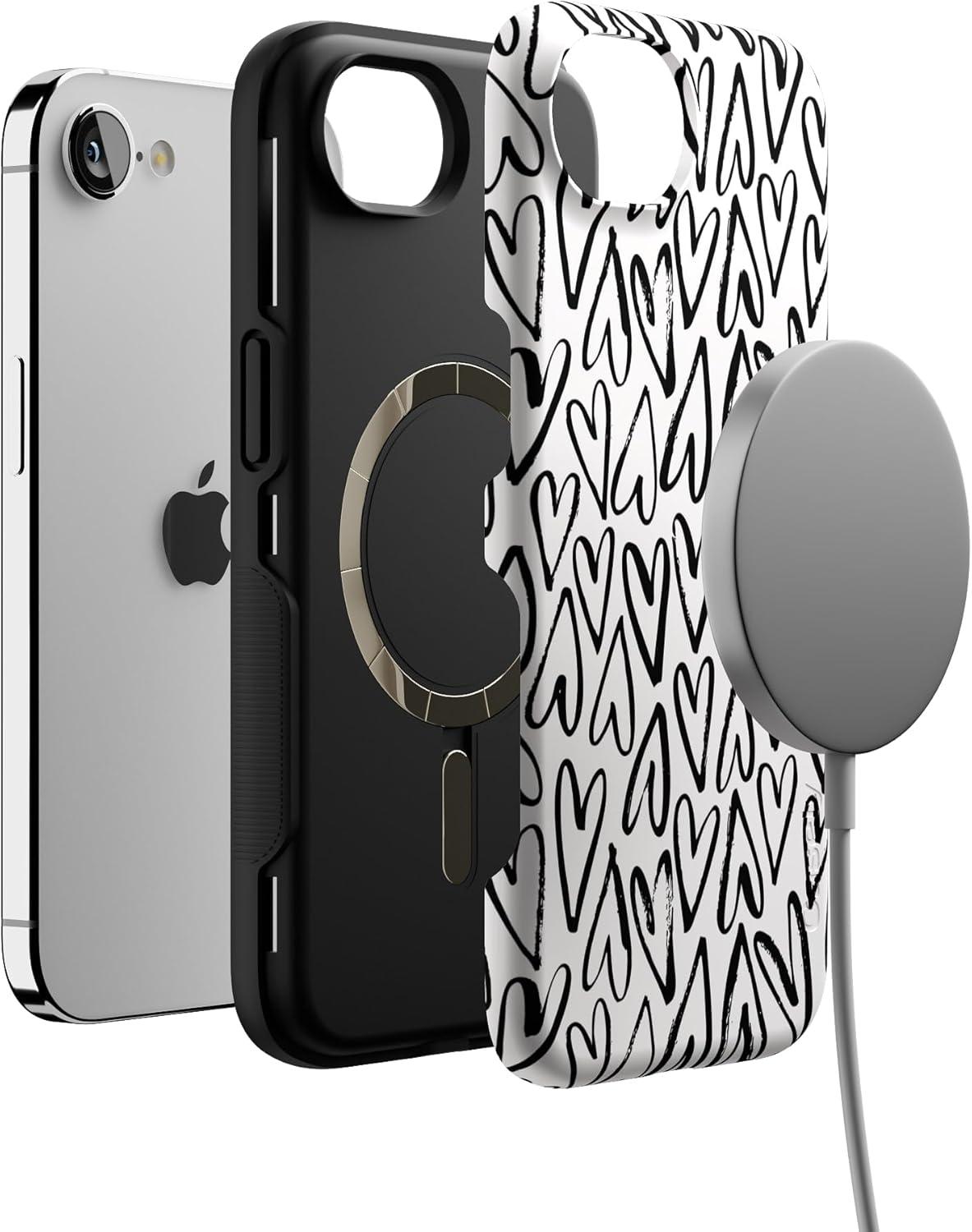 imageCasely iPhone 16e Case The Boyfriend Collection Army Green Bold Protective Design MagSafe Compatible DesignHeart Throb Endless Hearts