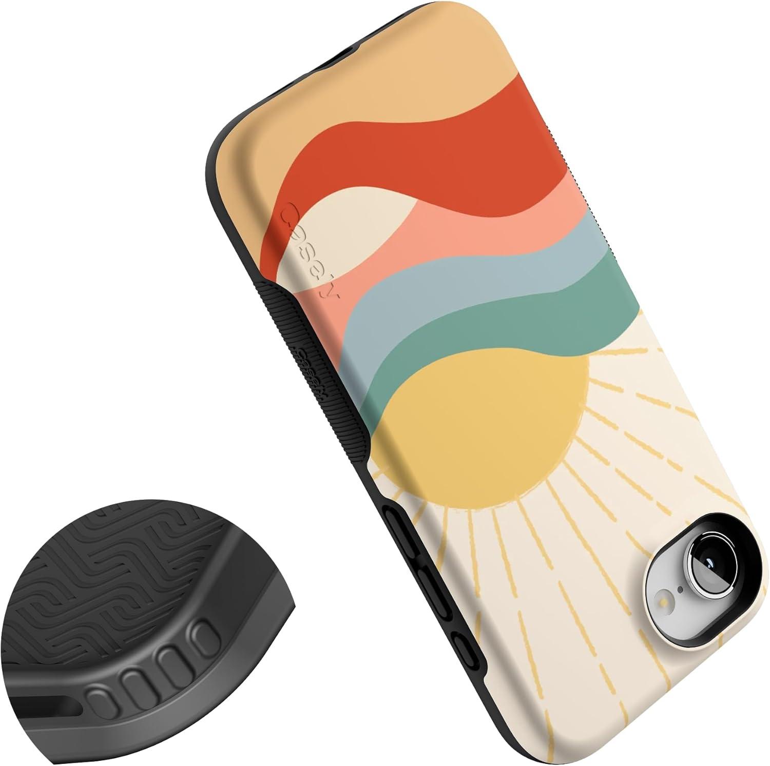 imageCasely iPhone 16e Case The Boyfriend Collection Army Green Bold Protective Design MagSafe Compatible DesignHere Comes the Sun Colorblock Sunset