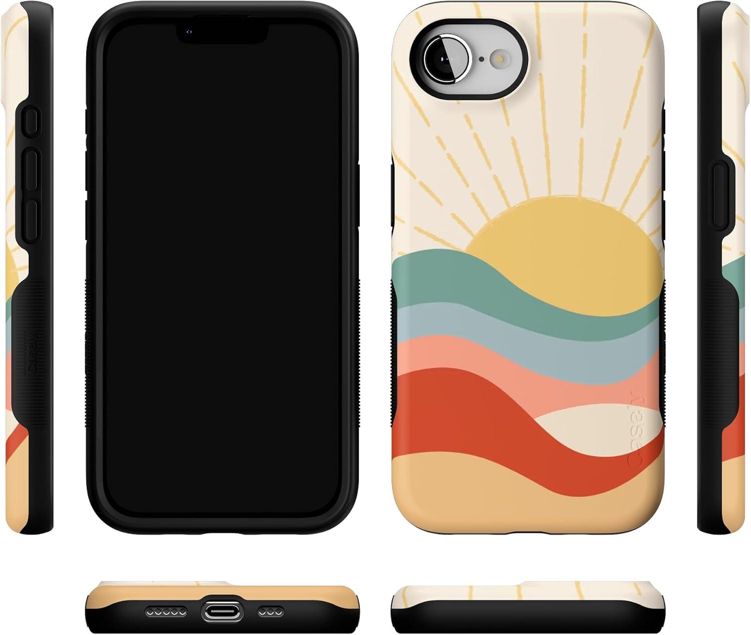 imageCasely iPhone 16e Case The Boyfriend Collection Army Green Bold Protective Design MagSafe Compatible DesignHere Comes the Sun Colorblock Sunset