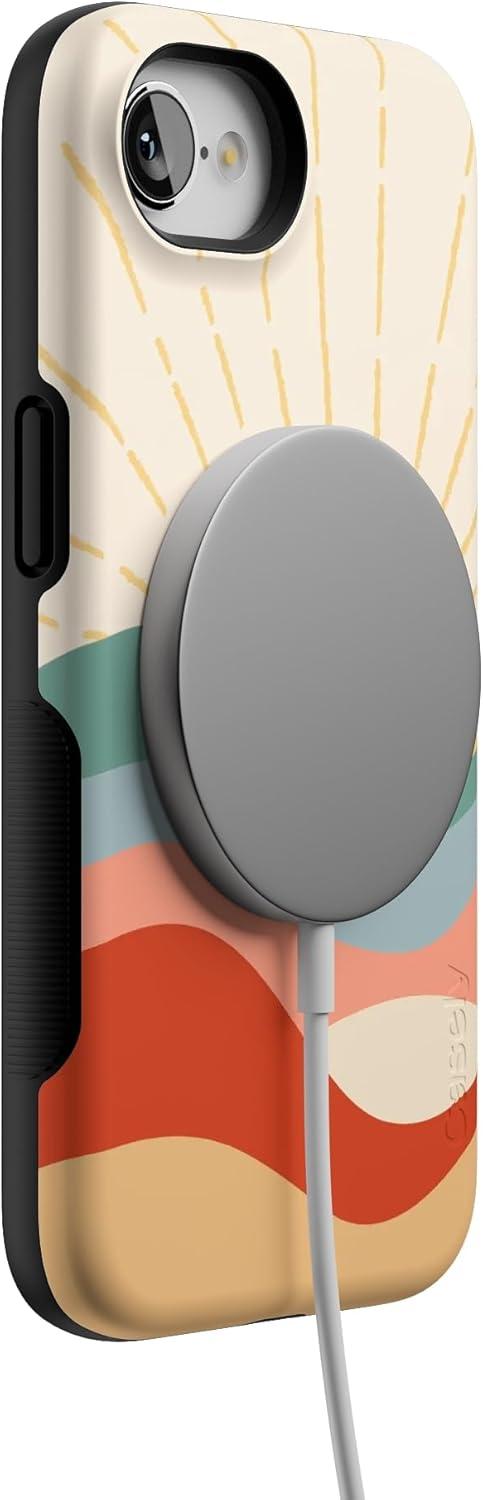 imageCasely iPhone 16e Case The Boyfriend Collection Army Green Bold Protective Design MagSafe Compatible DesignHere Comes the Sun Colorblock Sunset