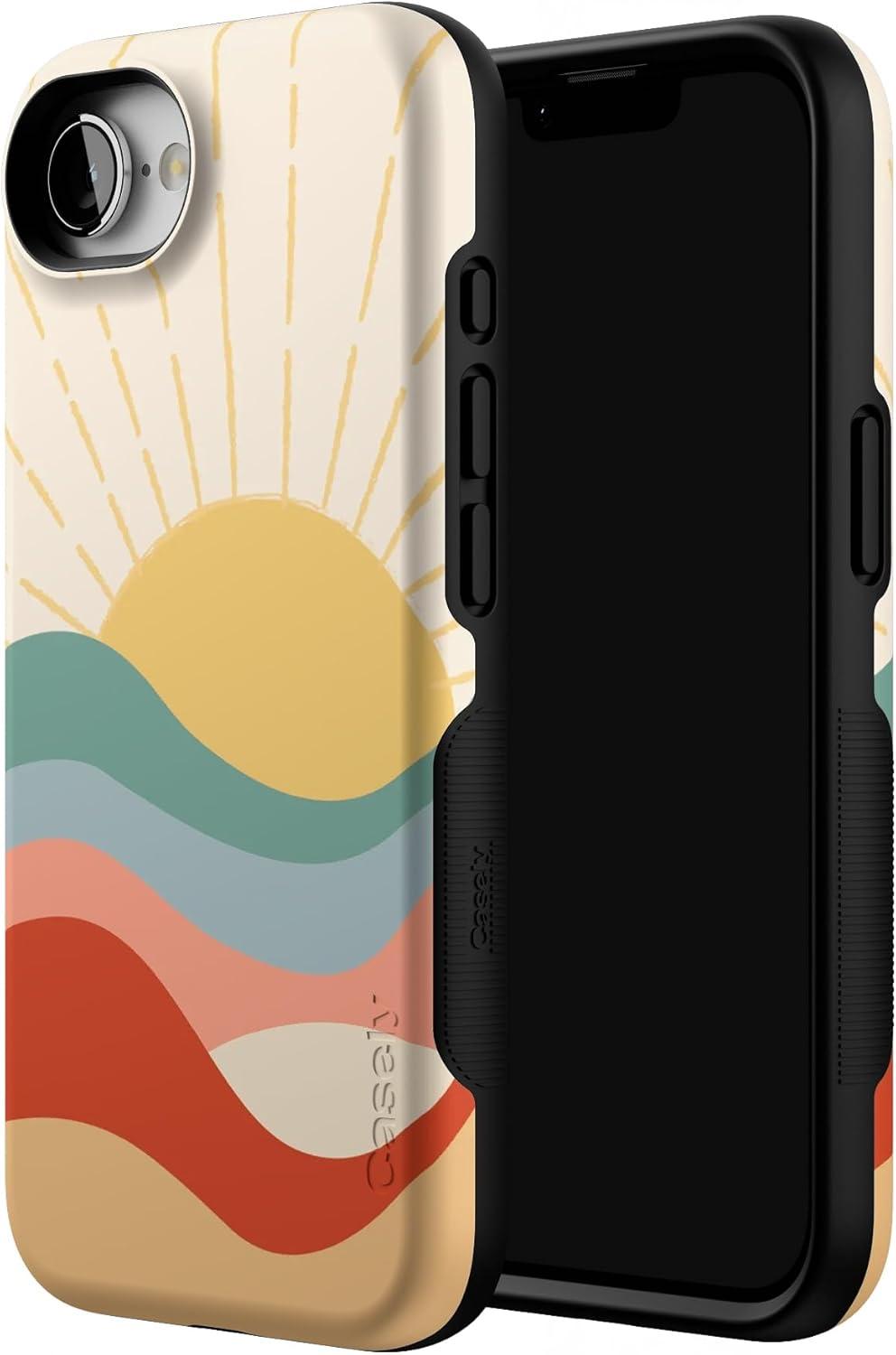 imageCasely iPhone 16e Case The Boyfriend Collection Army Green Bold Protective Design MagSafe Compatible DesignHere Comes the Sun Colorblock Sunset